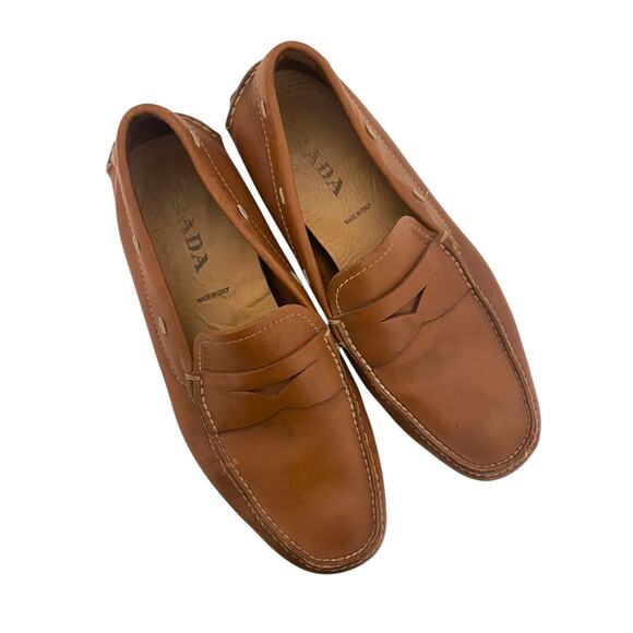 Prada Men’s Leather Driving Loafers Size 9 - Picture 1 of 9